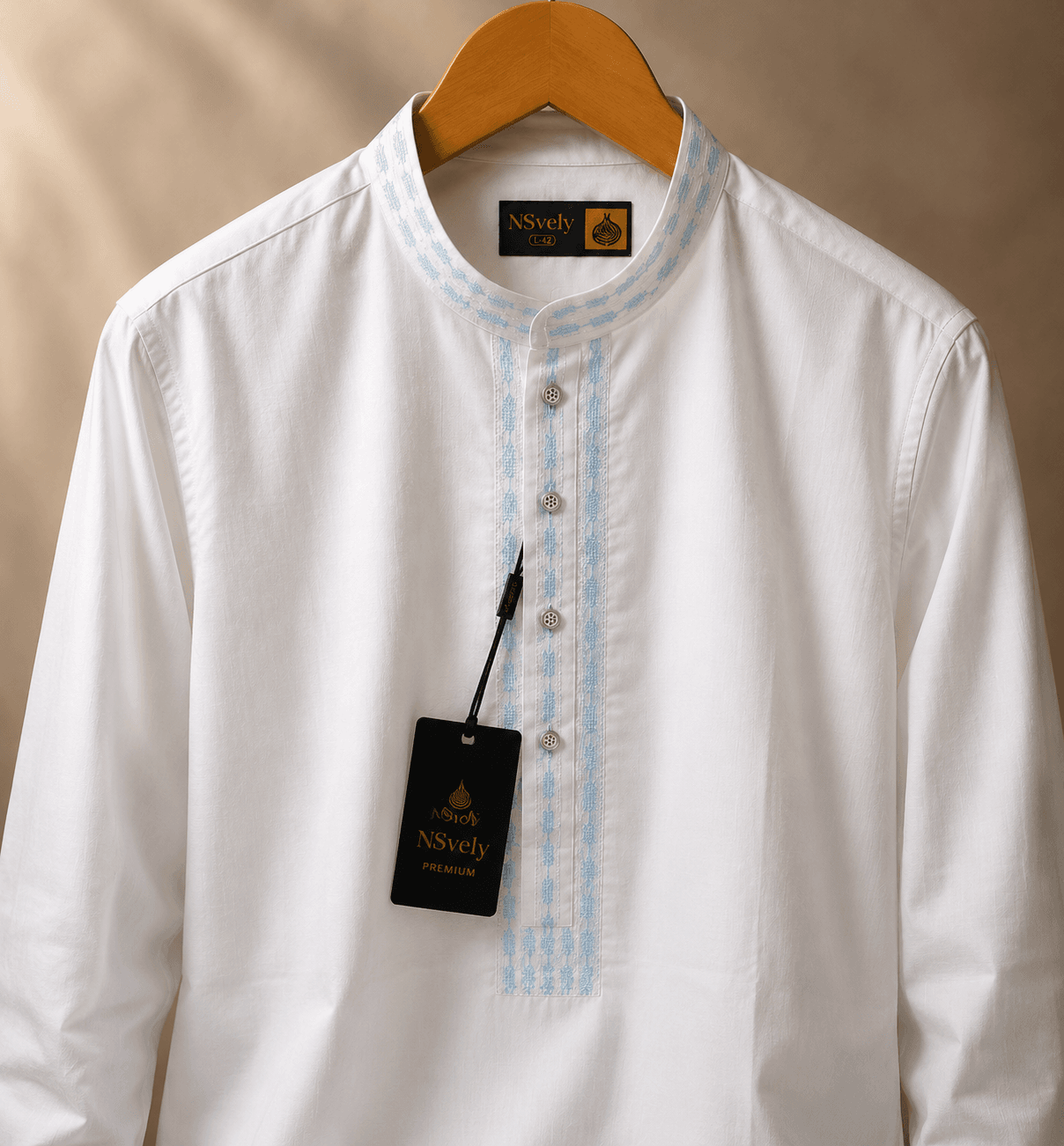Mens premium white panjabi Men's Premium Panjabi-White - Image 1
