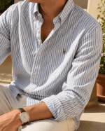 Blue - Old Money Stripe Full Shirt - Image 2
