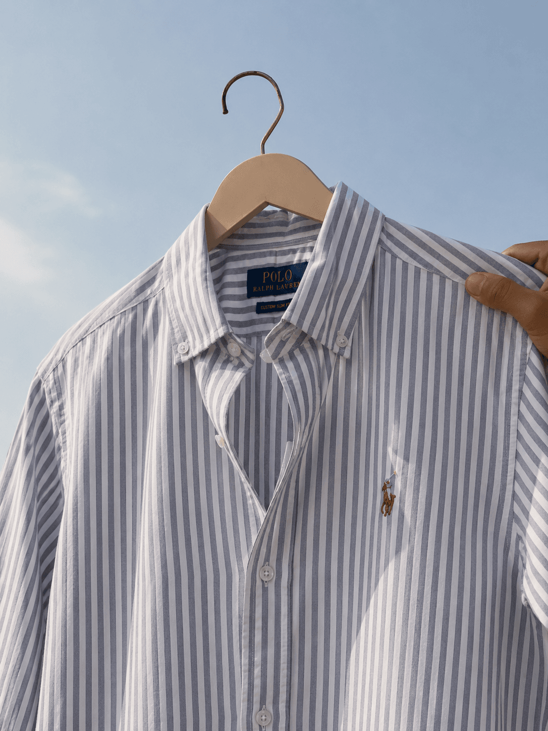 Old money ad images (2) Blue - Old Money Stripe Full Shirt - Image 1