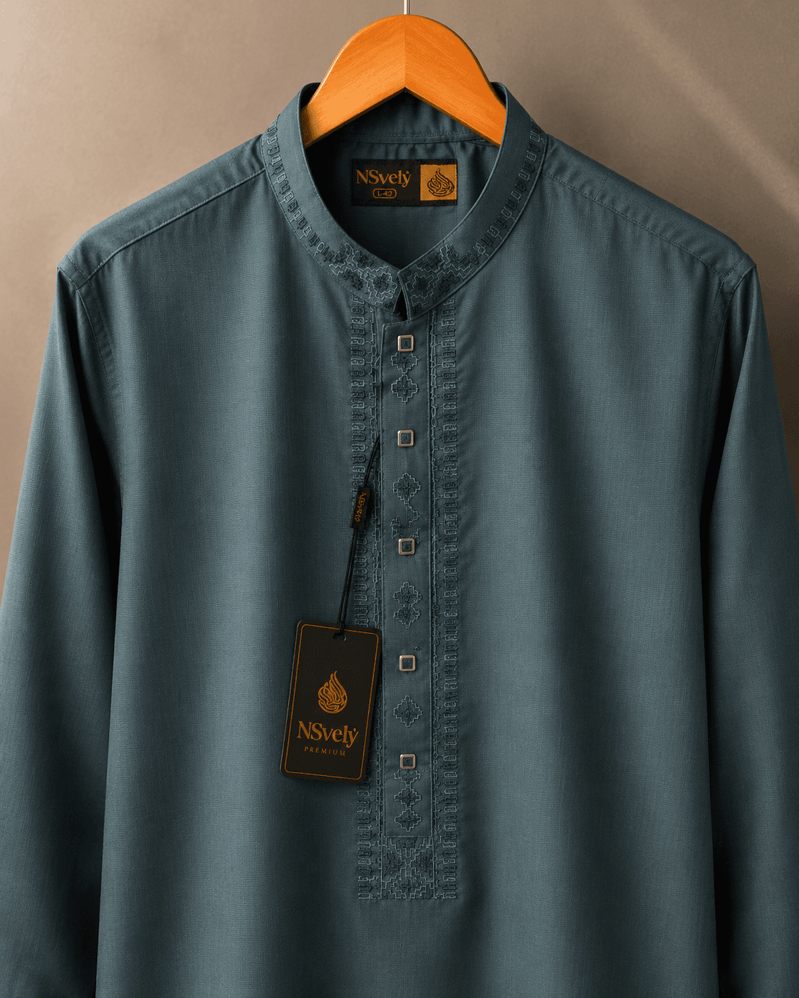 grey punjabi Men's Premium Panjabi-Grey - Image 1